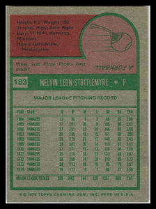 1975 Topps #183 Mel Stottlemyre