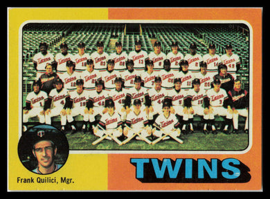 1975 Topps #443 Minnesota Twins / Frank Quilici Team Checklists Gray Back