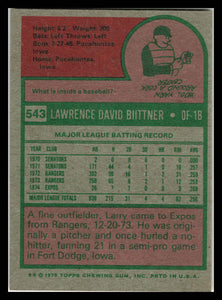 1975 Topps #543 Larry Biittner