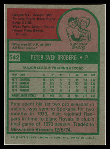 1975 Topps #542 Pete Broberg