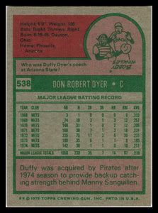 1975 Topps #538 Duffy Dyer