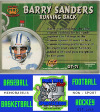 Load image into Gallery viewer, 1996 Pacific Litho-Cel #GT-71 Barry Sanders M/F Game Time NM