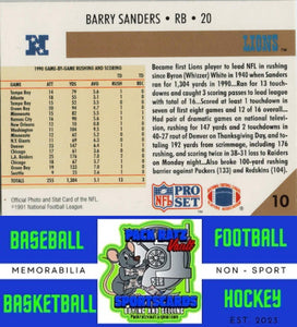 1991 Pro Set #10 Barry Sanders M/F NM