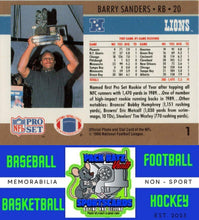 Load image into Gallery viewer, 1990 Pro Set #1a Barry Sanders M/F NM