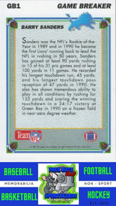 1991 Upper Deck #GB1 Barry Sanders M/F Game Breaker Holograms NM