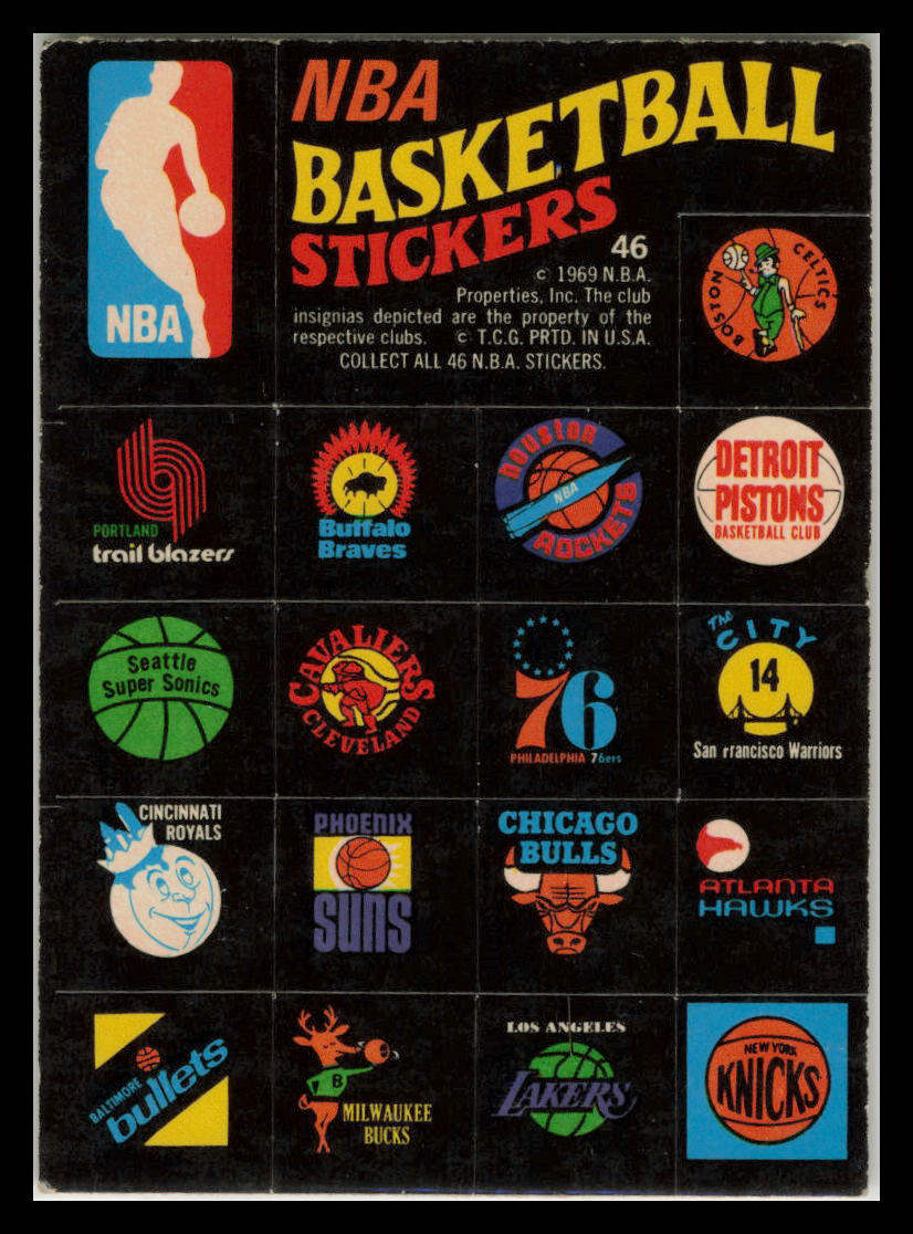 1971 Topps #46 NBA Team Logos Trios Stickers VG