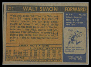 1971 Topps #214 Walt Simon VG