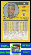 Load image into Gallery viewer, 1991 Fleer #33b Barry Bonds Jumbo Pack version: Text ends with "junior season..." NM