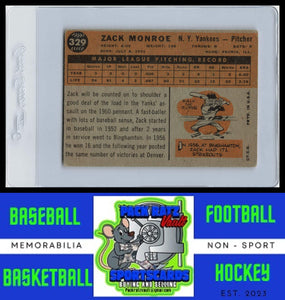 1960 Topps #329 Zack Monroe VG