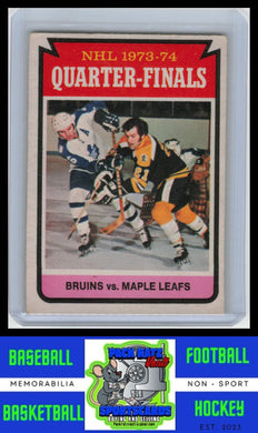 1974 Topps #211 Quarterfinals (Bruins vs. Maple Leafs) VG