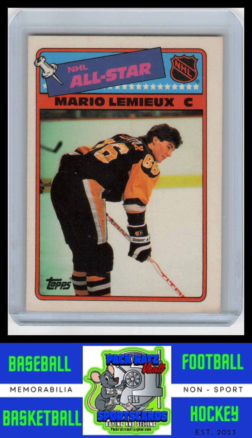 1988 Topps #2 Mario Lemieux Sticker Inserts VG