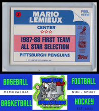 Load image into Gallery viewer, 1988 Topps #2 Mario Lemieux Sticker Inserts VG