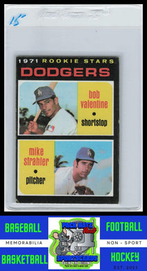 1971 Topps #188 Dodgers Rookies - Bob Valentine / Mike Strahler RS, RC VG