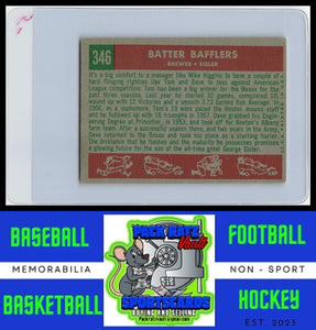 1959 Topps #346 Batter Bafflers (Tom Brewer / Dave Sisler) CPC VG