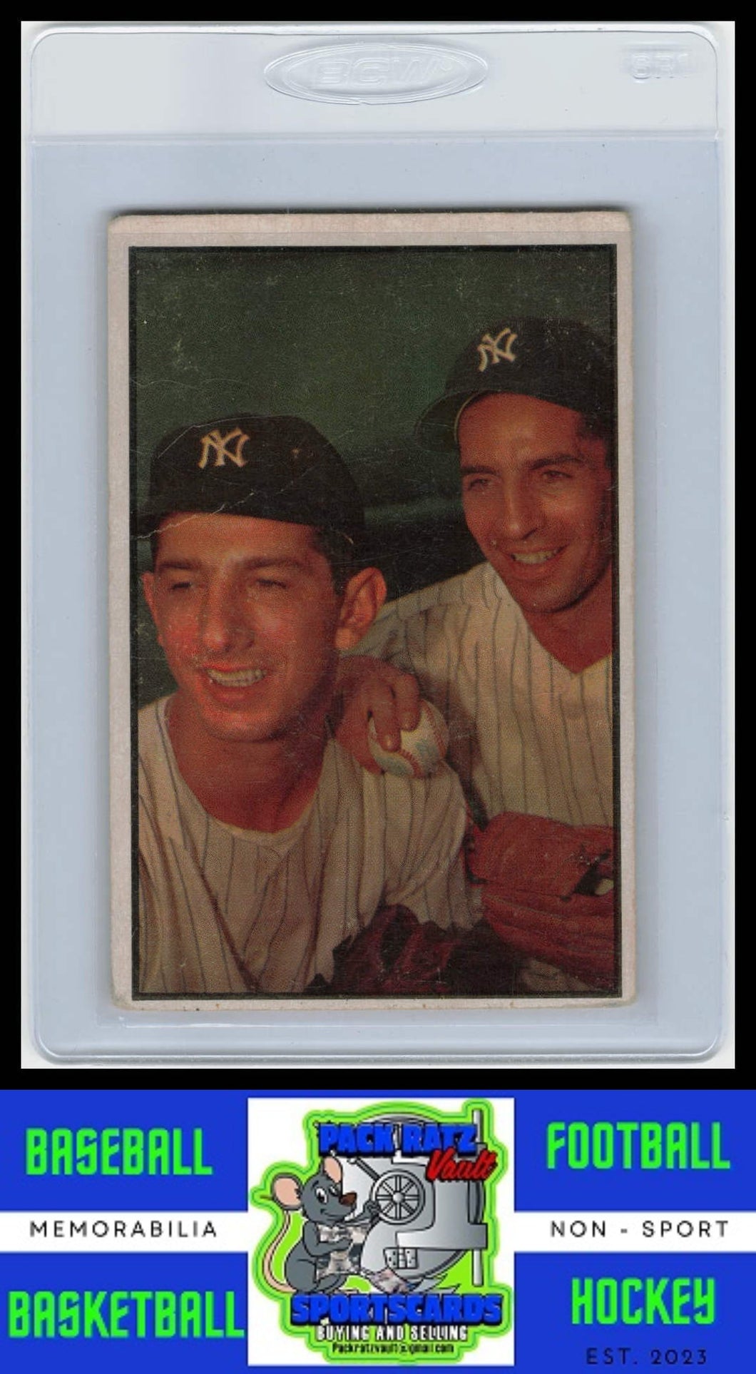 1953 Bowman Color #93 Billy Martin / Phil Rizzuto CPC VG / Crease Upper left