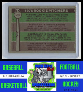 1976 Topps #599 Dressler / Guidry /McClure / Zachry RC Rookie Pitchers VG