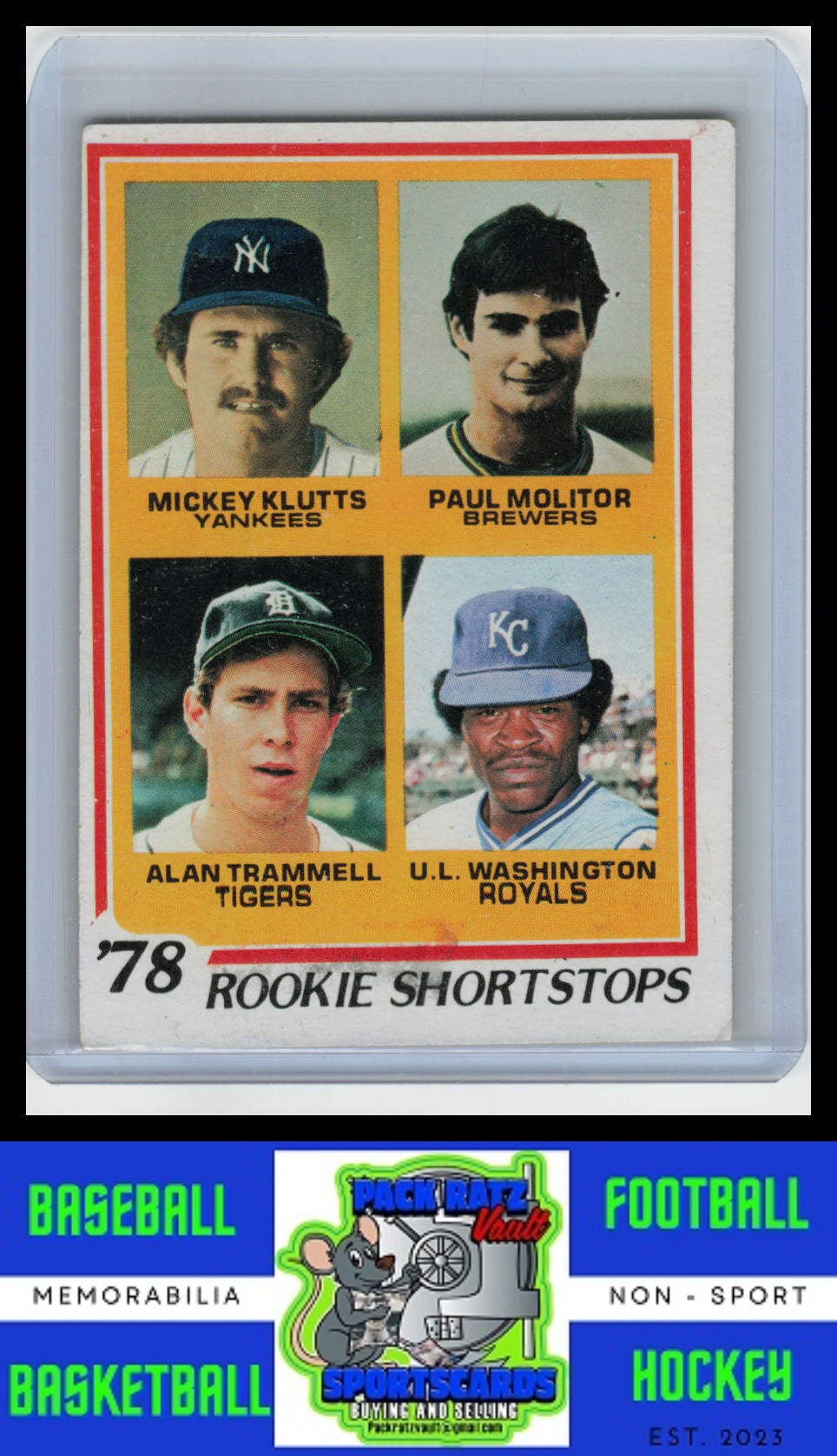 1978 Topps #707 1978 Klutts / Molitor / Trammell / Washington Rookie Shortstops VG