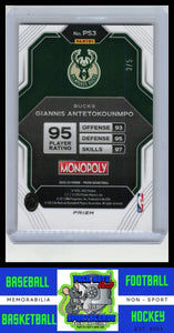 2022 Panini Prizm #PS3 Giannis Antetokounmpo 3/5 Monopoly Pink Money Shimmer NM