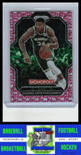 Load image into Gallery viewer, 2022 Panini Prizm #PS3 Giannis Antetokounmpo 3/5 Monopoly Pink Money Shimmer NM