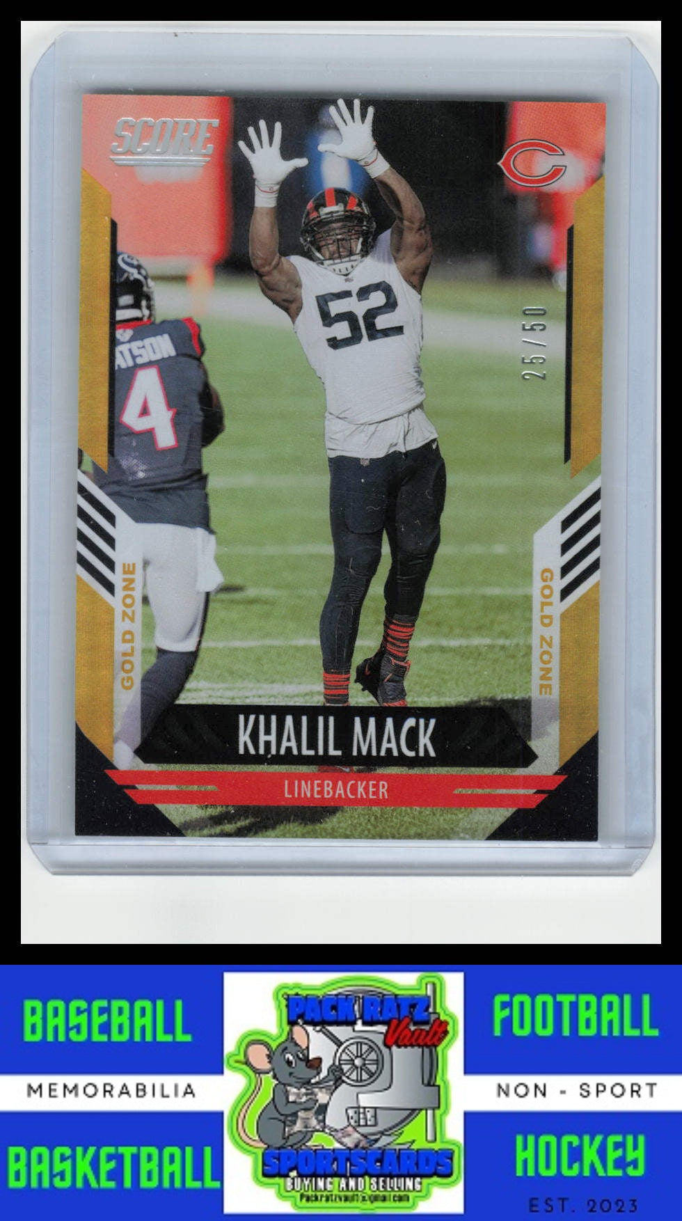 2021 Score #127 Khalil Mack 25/50 25/50 Gold NM