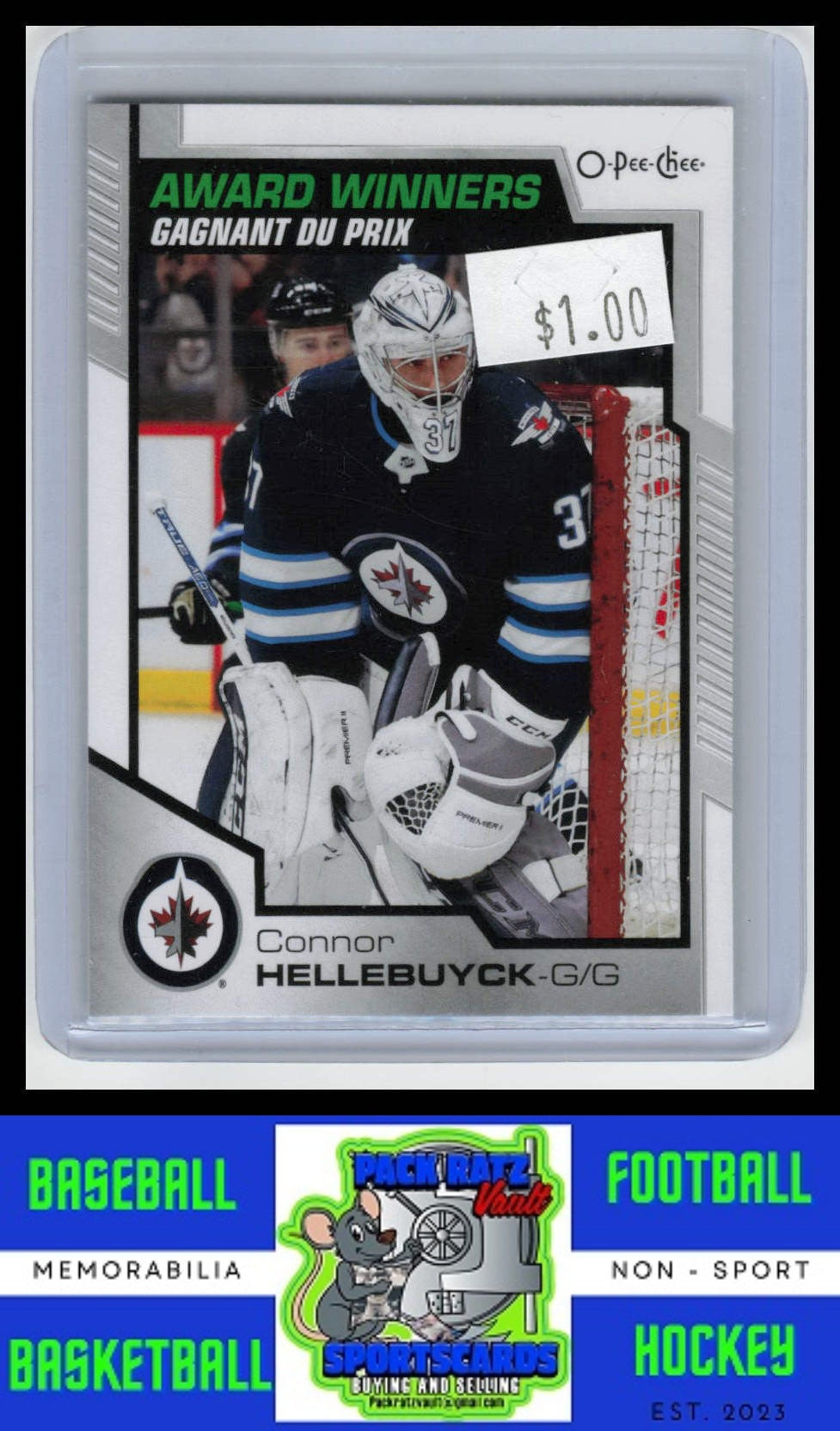 2020 O-Pee-Chee #602 Connor Hellebuyck Award Winners NM