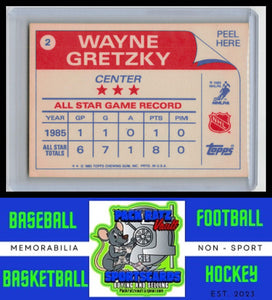 1985 Topps #2 Wayne Gretzky Sticker Inserts NM