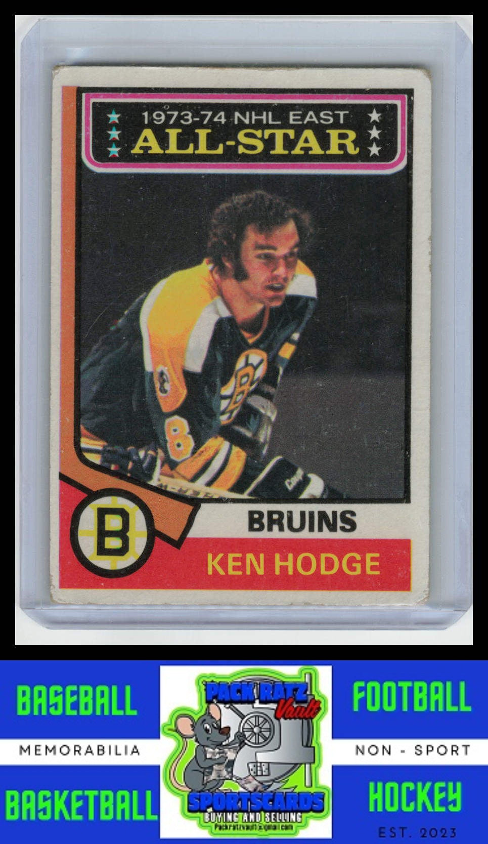 1974 Topps #128 Ken Hodge PSA G/writing on back