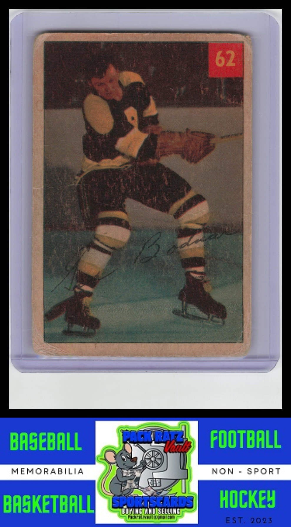 1954 Parkhurst #62 Gus Bodnar Lucky Premium Card poor