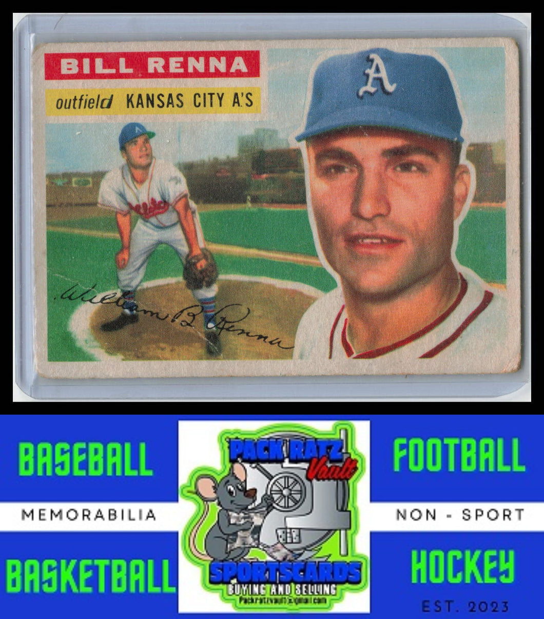 1956 Topps #82a Bill Renna White Back G/Crease