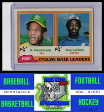 Load image into Gallery viewer, 1981 Topps #4 1980 Stolen Base Leaders - R. Henderson / Ron LeFlore LL VG/EX