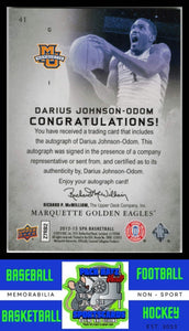 2012 SP Authentic #41 Darius Johnson-Odom Autographs NM