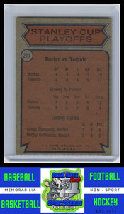 1974 Topps #211 Quarterfinals (Bruins vs. Maple Leafs) VG/EX