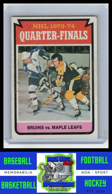 1974 Topps #211 Quarterfinals (Bruins vs. Maple Leafs) VG/EX