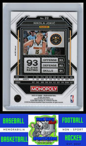 2022 Panini Prizm Monopoly #173 Mikola Jokic Silver EX/NM