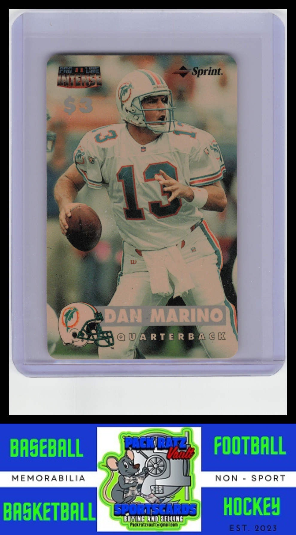 1996 Pro Line II Intense #11 Dan Marino Phone Cards $3 NM