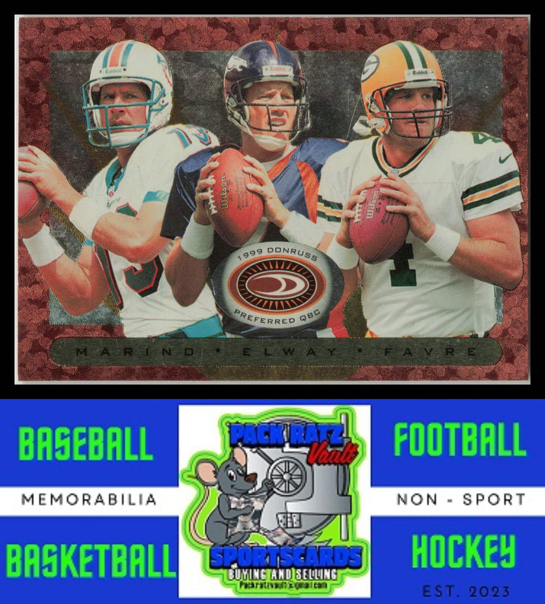 1999 Donruss Preferred QBC #45 Dan Marino / Brett Favre / John Elway BRZ NM