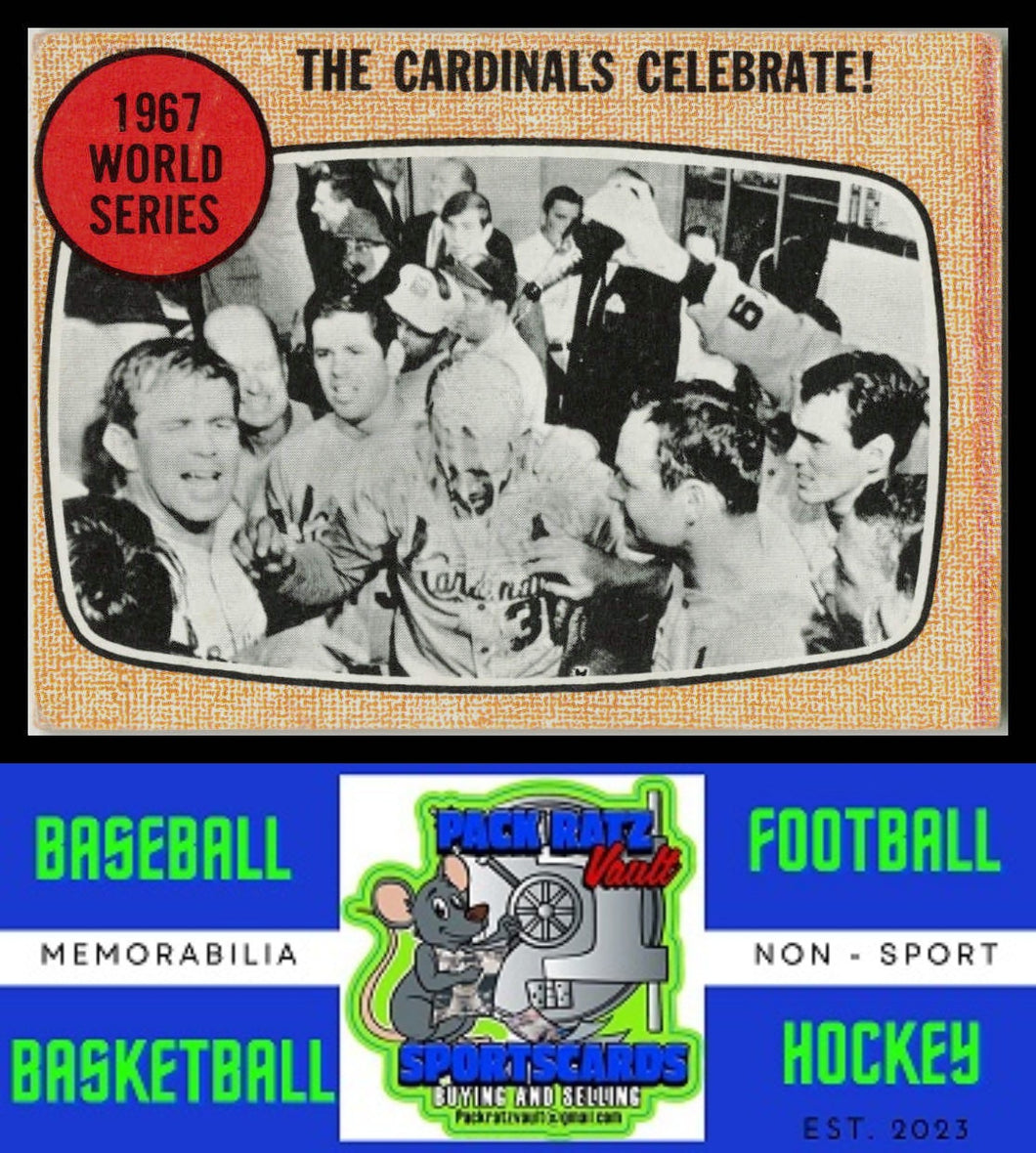 1968 Topps #158 The Cardinals Celebrate! WS EX