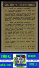 Load image into Gallery viewer, 1961 Topps #306 1960 World Series Game #1 - Virdon Saves Game WS EX+