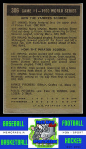 1961 Topps #306 1960 World Series Game #1 - Virdon Saves Game WS EX+