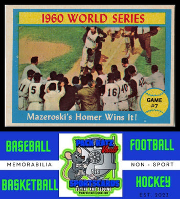 1961 Topps #312 1960 World Series Game #7 - Mazeroski's Homer Wins It! WS EX+