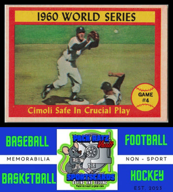 1961 Topps #309 1960 World Series Game #4 - Cimoli Safe In Crucial Play WS EX+