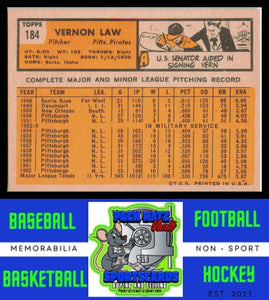 1963 Topps #184 Vern Law EX