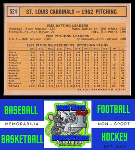 1963 Topps #524 St. Louis Cardinals TC EX+