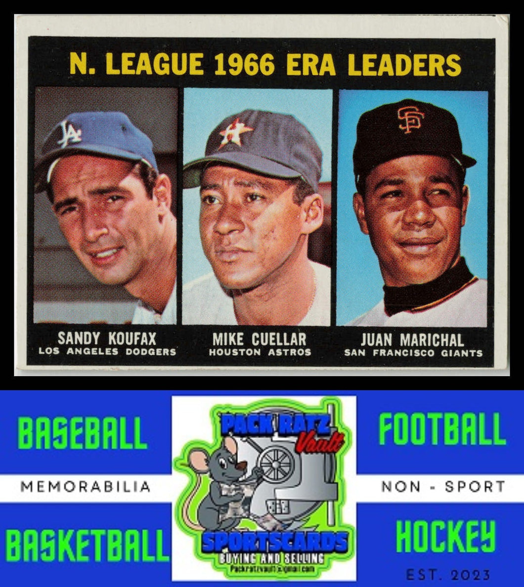 1967 Topps #234 Sandy Koufax / Mike Cuellar / Juan Marichal LL VG/EX