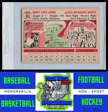 Load image into Gallery viewer, 1956 Topps #31a Hank Aaron White Back VG+