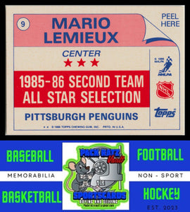 1986 Topps #9 Mario Lemieux Sticker Inserts EX