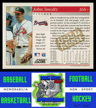 Load image into Gallery viewer, 1994 Score #366 John Smoltz Gold Rush NM/M