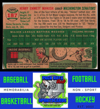 Load image into Gallery viewer, 1954 Topps #187 Heinie Manush Poor / Crease