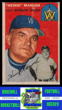 Load image into Gallery viewer, 1954 Topps #187 Heinie Manush Poor / Crease