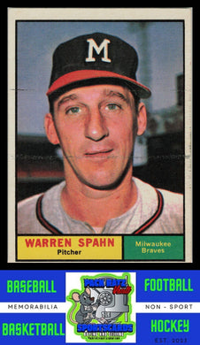 1961 Topps #200 Warren Spahn G / VG / Crease / Surface